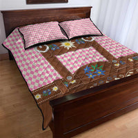 Lederhosen Oktoberfest Quilt Bed Set Pink Edelweiss Floral Polka Dots - Wonder Print Shop