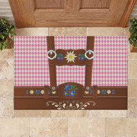Lederhosen Oktoberfest Rubber Doormat Pink Edelweiss Floral Polka Dots - Wonder Print Shop