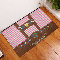 Lederhosen Oktoberfest Rubber Doormat Pink Edelweiss Floral Polka Dots - Wonder Print Shop