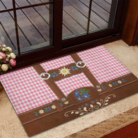 Lederhosen Oktoberfest Rubber Doormat Pink Edelweiss Floral Polka Dots - Wonder Print Shop