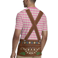 Lederhosen Oktoberfest Rugby Jersey Pink Edelweiss Floral Polka Dots - Wonder Print Shop