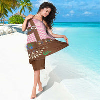 Lederhosen Oktoberfest Sarong Pink Edelweiss Floral Polka Dots - Wonder Print Shop