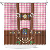 Lederhosen Oktoberfest Shower Curtain Pink Edelweiss Floral Polka Dots - Wonder Print Shop