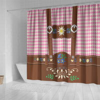Lederhosen Oktoberfest Shower Curtain Pink Edelweiss Floral Polka Dots - Wonder Print Shop