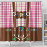 Lederhosen Oktoberfest Shower Curtain Pink Edelweiss Floral Polka Dots - Wonder Print Shop