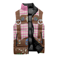 Lederhosen Oktoberfest Sleeveless Puffer Jacket Pink Edelweiss Floral Polka Dots - Wonder Print Shop