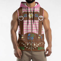 Lederhosen Oktoberfest Sleeveless Zip Hoodie Pink Edelweiss Floral Polka Dots - Wonder Print Shop