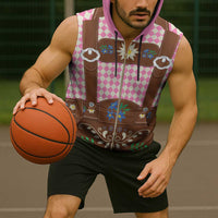 Lederhosen Oktoberfest Sleeveless Zip Hoodie Pink Edelweiss Floral Polka Dots - Wonder Print Shop