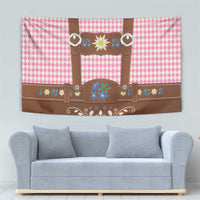 Lederhosen Oktoberfest Tapestry Pink Edelweiss Floral Polka Dots - Wonder Print Shop