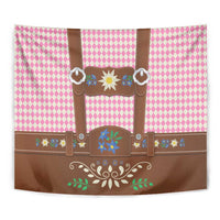Lederhosen Oktoberfest Tapestry Pink Edelweiss Floral Polka Dots - Wonder Print Shop