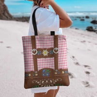 Lederhosen Oktoberfest Tote Bag Pink Edelweiss Floral Polka Dots - Wonder Print Shop