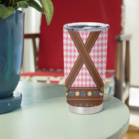 Lederhosen Oktoberfest Tumbler Cup Pink Edelweiss Floral Polka Dots - Wonder Print Shop