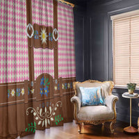 Lederhosen Oktoberfest Window Curtain Pink Edelweiss Floral Polka Dots - Wonder Print Shop