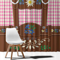 Lederhosen Oktoberfest Window Curtain Pink Edelweiss Floral Polka Dots - Wonder Print Shop