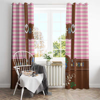 Lederhosen Oktoberfest Window Curtain Pink Edelweiss Floral Polka Dots - Wonder Print Shop