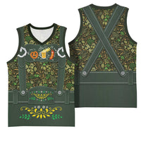 Lederhosen Oktoberfest Basketball Jersey Hops And Malt Pattern - Wonder Print Shop