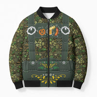 Lederhosen Oktoberfest Bomber Puffer Jacket Hops And Malt Pattern - Wonder Print Shop