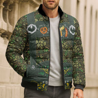 Lederhosen Oktoberfest Bomber Puffer Jacket Hops And Malt Pattern - Wonder Print Shop