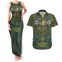 Lederhosen Oktoberfest Couples Matching Tank Maxi Dress and Hawaiian Shirt Hops And Malt Pattern - Wonder Print Shop