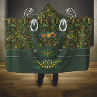 Lederhosen Oktoberfest Hooded Blanket Hops And Malt Pattern - Wonder Print Shop