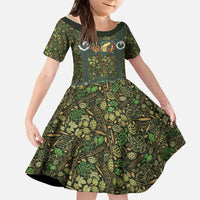 Lederhosen Oktoberfest Kid Short Sleeve Dress Hops And Malt Pattern - Wonder Print Shop