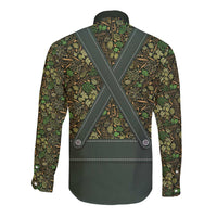 Lederhosen Oktoberfest Long Sleeve Button Shirt Hops And Malt Pattern - Wonder Print Shop