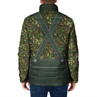 Lederhosen Oktoberfest Padded Jacket Hops And Malt Pattern - Wonder Print Shop