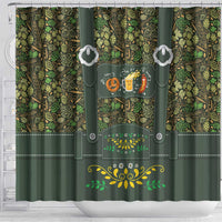 Lederhosen Oktoberfest Shower Curtain Hops And Malt Pattern - Wonder Print Shop