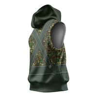 Lederhosen Oktoberfest Sleeveless Hoodie Hops And Malt Pattern - Wonder Print Shop