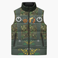 Lederhosen Oktoberfest Sleeveless Puffer Jacket Hops And Malt Pattern - Wonder Print Shop