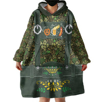 Lederhosen Oktoberfest Wearable Blanket Hoodie Hops And Malt Pattern - Wonder Print Shop