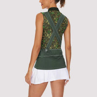 Lederhosen Oktoberfest Women Sleeveless Polo Shirt Hops And Malt Pattern - Wonder Print Shop