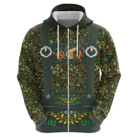 Lederhosen Oktoberfest Zip Hoodie Hops And Malt Pattern - Wonder Print Shop