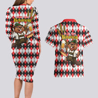 Oktoberfest Beaver Couples Matching Long Sleeve Bodycon Dress and Hawaiian Shirt On My Wurst Behaviour - Wonder Print Shop