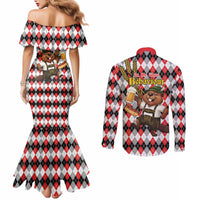 Oktoberfest Beaver Couples Matching Mermaid Dress and Long Sleeve Button Shirt On My Wurst Behaviour - Wonder Print Shop
