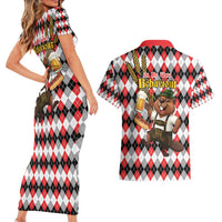 Oktoberfest Beaver Couples Matching Short Sleeve Bodycon Dress and Hawaiian Shirt On My Wurst Behaviour - Wonder Print Shop