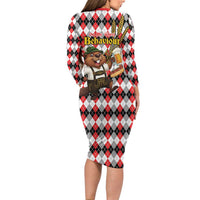 Oktoberfest Beaver Long Sleeve Bodycon Dress On My Wurst Behaviour - Wonder Print Shop