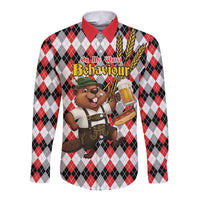 Oktoberfest Beaver Long Sleeve Button Shirt On My Wurst Behaviour - Wonder Print Shop