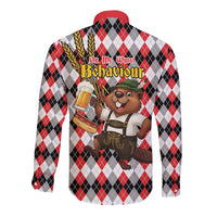 Oktoberfest Beaver Long Sleeve Button Shirt On My Wurst Behaviour - Wonder Print Shop
