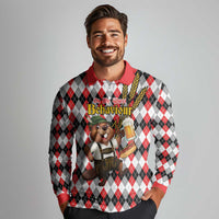 Oktoberfest Beaver Long Sleeve Polo Shirt On My Wurst Behaviour - Wonder Print Shop