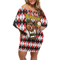 Oktoberfest Beaver Off Shoulder Short Dress On My Wurst Behaviour - Wonder Print Shop