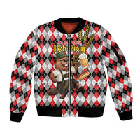 Oktoberfest Beaver Sleeve Zip Bomber Jacket On My Wurst Behaviour - Wonder Print Shop
