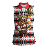 Oktoberfest Beaver Women Sleeveless Polo Shirt On My Wurst Behaviour - Wonder Print Shop