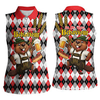 Oktoberfest Beaver Women Sleeveless Polo Shirt On My Wurst Behaviour - Wonder Print Shop