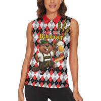 Oktoberfest Beaver Women Sleeveless Polo Shirt On My Wurst Behaviour - Wonder Print Shop