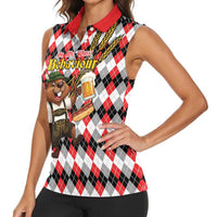 Oktoberfest Beaver Women Sleeveless Polo Shirt On My Wurst Behaviour - Wonder Print Shop