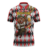 Oktoberfest Beaver Zipper Polo Shirt On My Wurst Behaviour - Wonder Print Shop