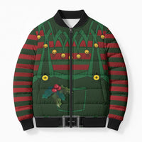 Christmas Elf Costume Bomber Puffer Jacket Santa’s Little Helper Outfit - Wonder Print Shop