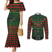 Christmas Elf Costume Couples Matching Mermaid Dress and Long Sleeve Button Shirt Santa’s Little Helper Outfit - Wonder Print Shop