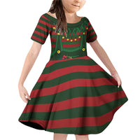 Christmas Elf Costume Family Matching Off Shoulder Short Dress and Hawaiian Shirt Santa’s Little Helper Outfit - Wonder Print Shop